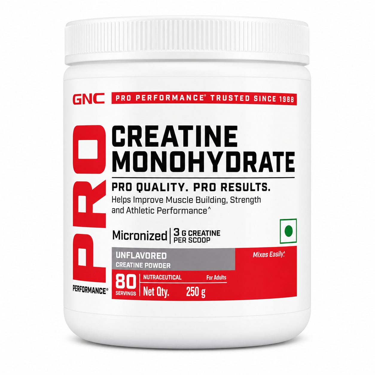 GNC Pro Performance Creatine Monohydrate – Unflavoured Creatine Powder (250 g)
