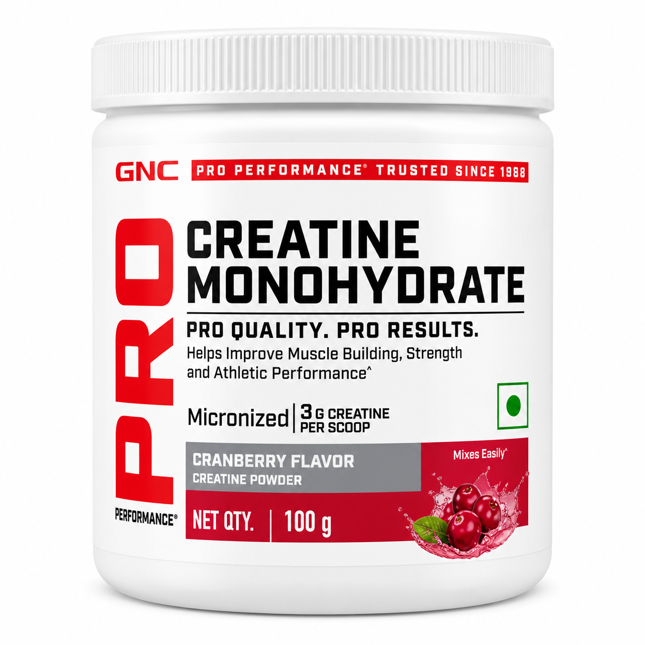 GNC Pro Performance Creatine Monohydrate – Cranberry Flavor (100 g)