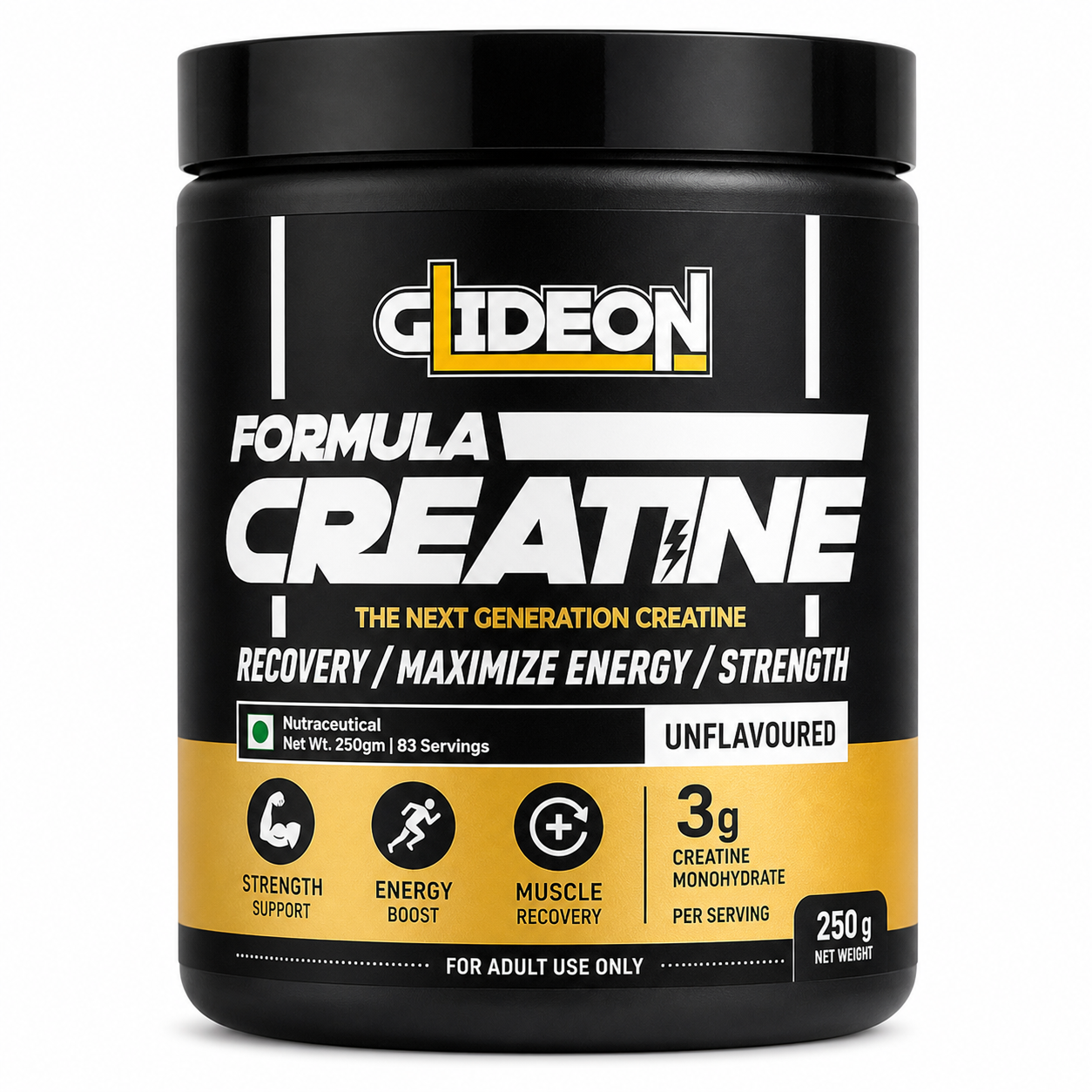 Gideon Formula Creatine – Advanced Strength & Recovery Creatine Powder (Unflavoured, 250 g)