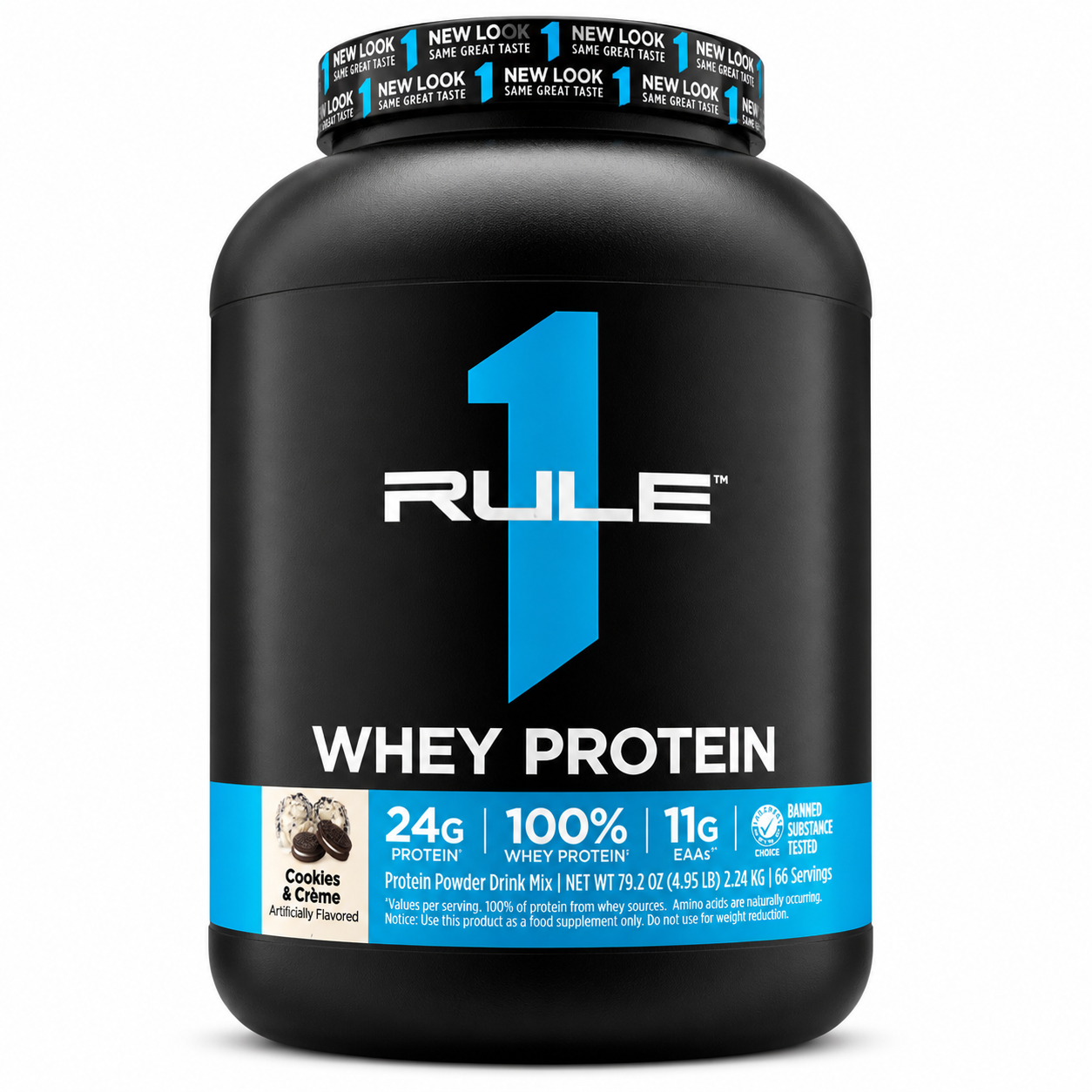 Rule 1 (R1) Whey Protein Powder – 100% Whey Blend (Cookies & Creme, 2.24 kg)