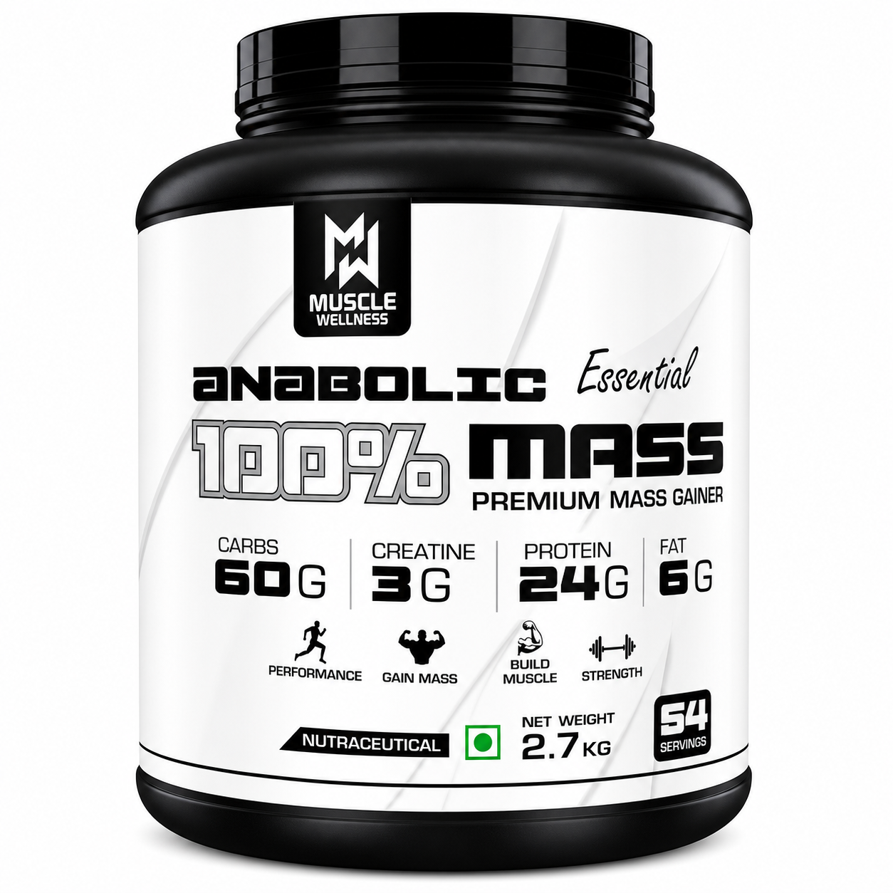 Muscle Wellness Anabolic Essential Mass Gainer – Premium Weight Gain Formula (2.7 kg)